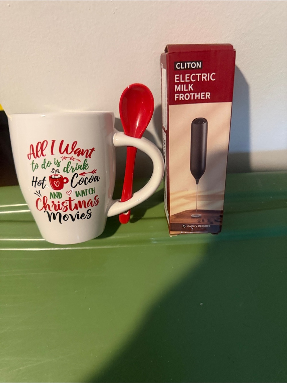 Christmas mug and Electric Milk Frother Bundle